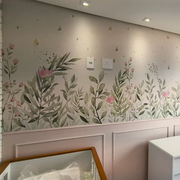 Papel de parede Azaleia instalado - foto de cliente