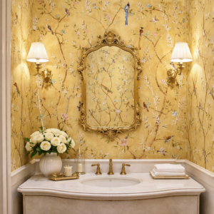 Papel De Parede Ornato Dourado