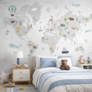 Papel De Parede Mundo Encantado Cinza