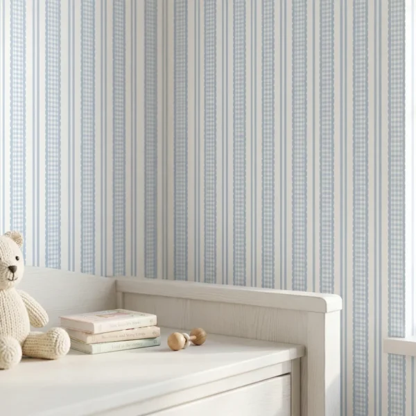 Papel De Parede Listras Doce Infância Azul