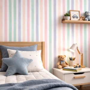 Papel De Parede Listras Algodão Doce