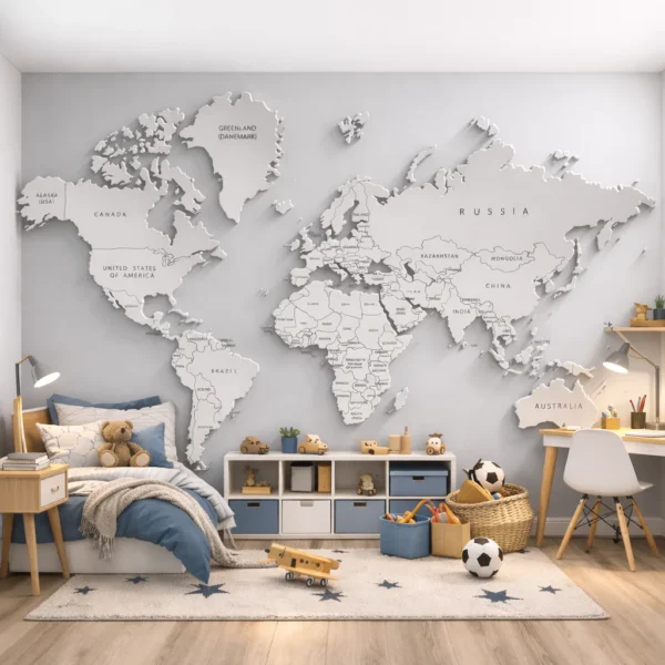Papel De Parede MAPA MUNDI 3D