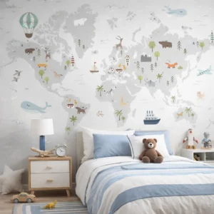 Papel De Parede Mundo Encantado Cinza