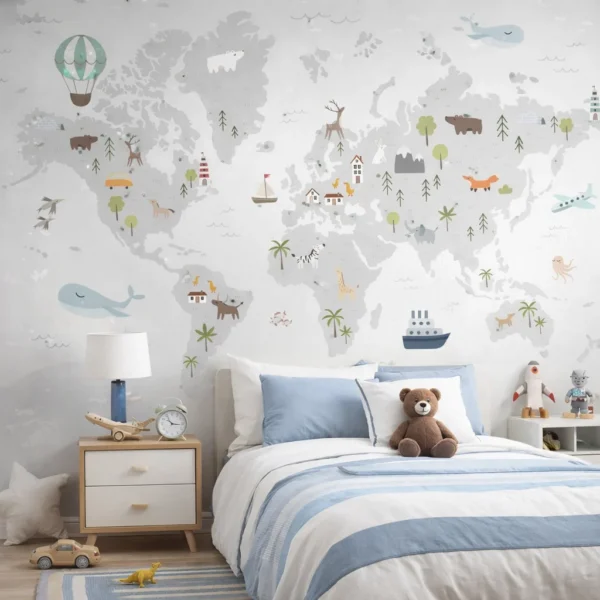 Papel De Parede Mundo Encantado Cinza