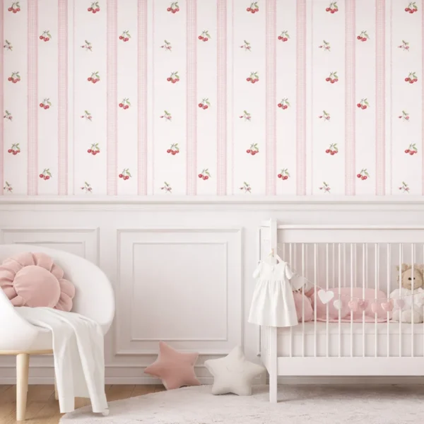 Papel De Parede Vichy Cherry Rosa
