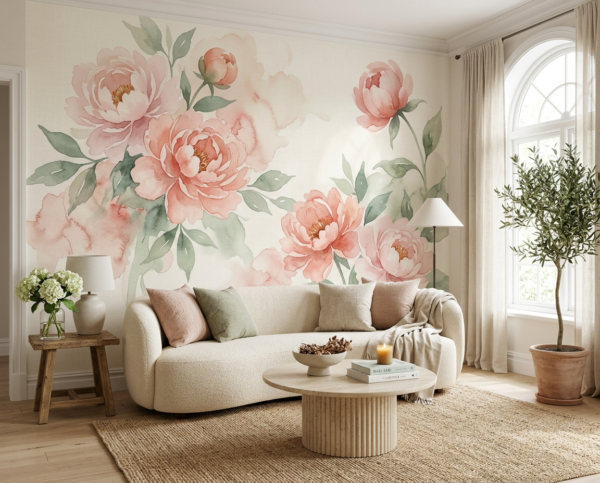 Papel de Parede PEÔNIAS ROSÉ