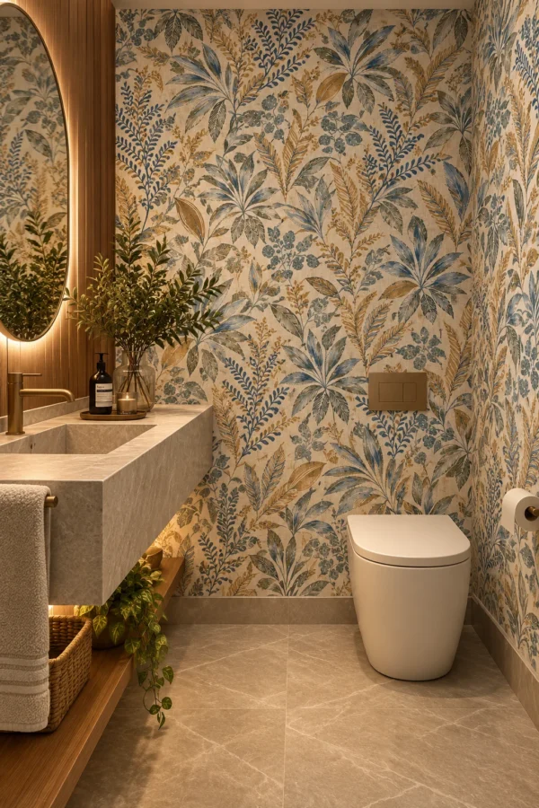 Papel de Parede BOTÂNICO AZUL DOURADO