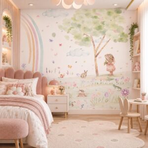 Papel de Parede FLORES SUSPENSAS ROSÉ