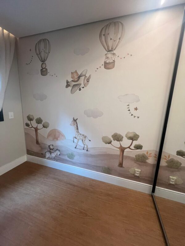 Papel de parede Safari dos Balões instalado - foto de cliente